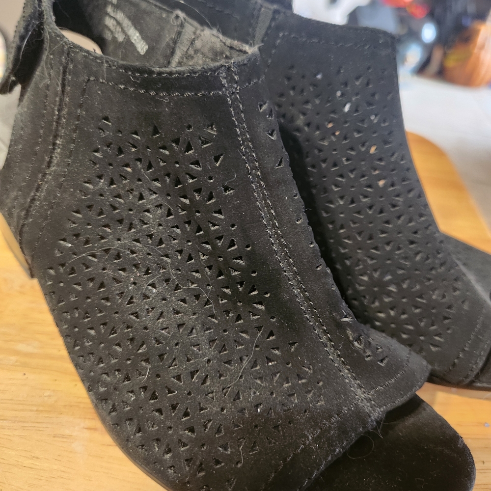 Black Peep-Toe Ankle Boots